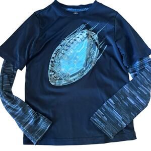 Athletic Works Blue Layered Sleeve Football Top - Size 6/7